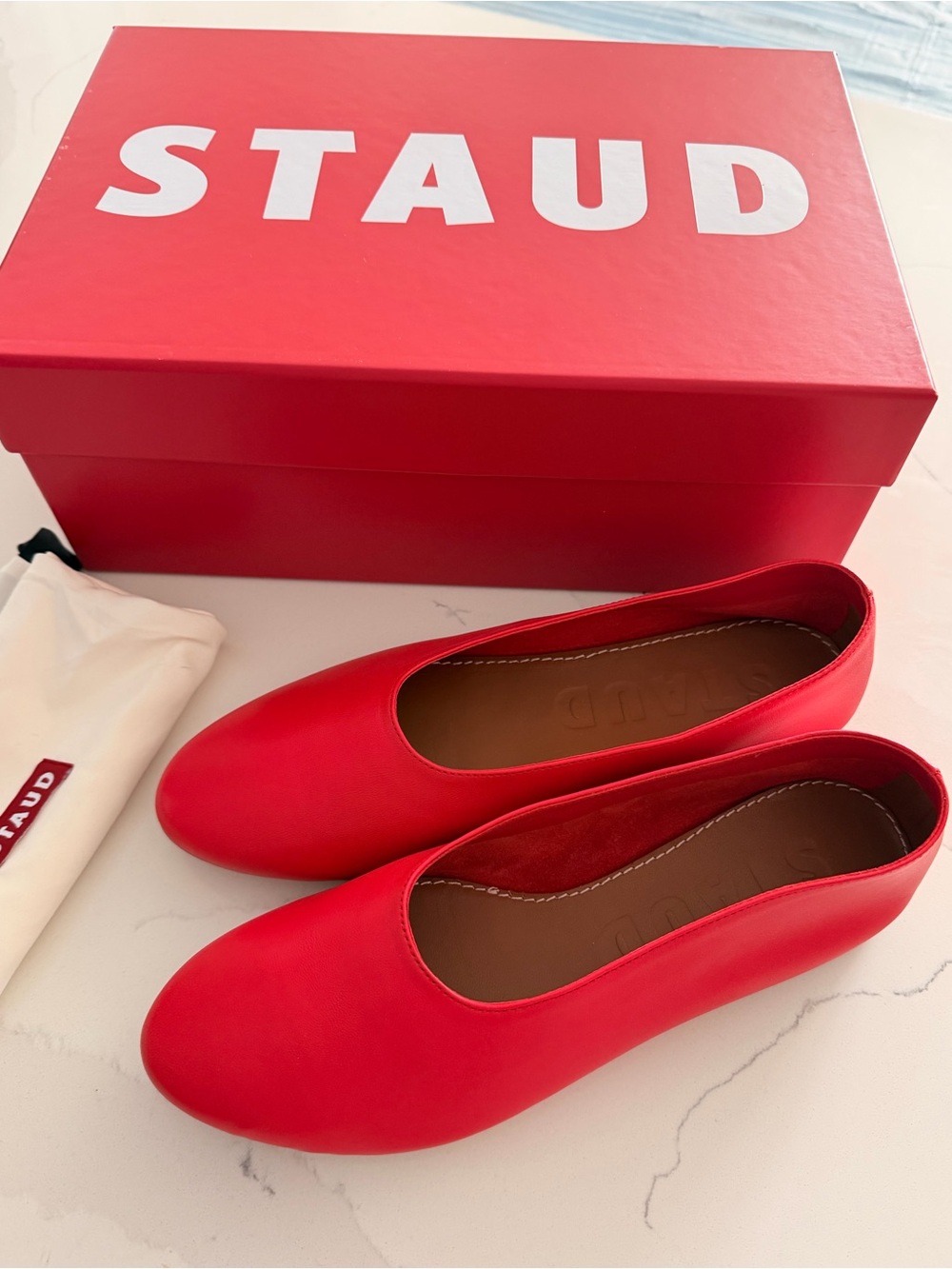 Staud Alba leather ballet flats Red size 37.5